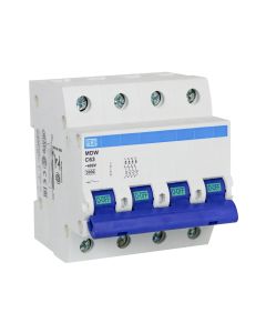 Disjuntor Tetrapolar 63A Curva C Weg C63 Mini DIN 5kA MDW