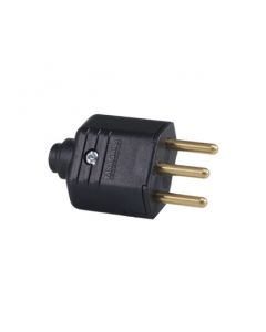 Plugue Macho 2P+T PLD1-3 10A 250V 180° Preto Margirius