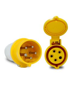 Kit Tomada+Plugue Industrial Amarelo 16A 127V 4H IP44 Scame 1