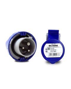 Kit Scame Tomada e Plug Industrial Azul 2P+T 16A 220V 6h