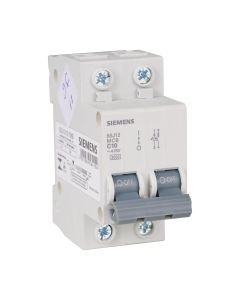 Disjuntor Bipolar 10A Curva C Siemens C10 Mini DIN 5kA