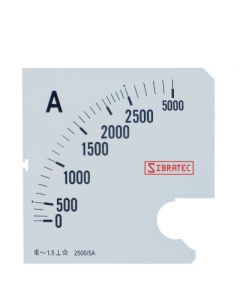 Escala para Amperímetro Analogico 0 a 2500A 72x72mm