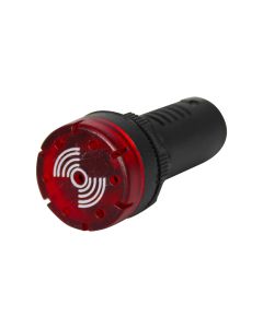 Sinaleiro LED Buzzer 24Vcc/Vca Vermelho 22mm Monobloco 1