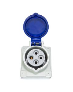 Tomada Industrial 3P + T 16A 220V 9h IP44/54 Scame Azul 1