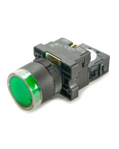 Botão de Pulso Iluminado 22mm Verde 1NA 220V Monobloco 1
