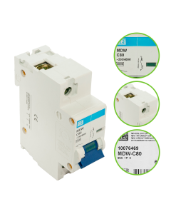 Disjuntor Monopolar 80A Curva C Weg C80 Mini DIN 5kA MDW * EP 1