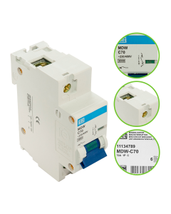 Disjuntor Monopolar 70A Curva C Weg C70 Mini DIN 5kA MDW 1