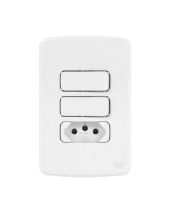 Conjunto Tomada e 2 Interruptores Weg 4x2 Composé Branco (2P+T 20A 250V)