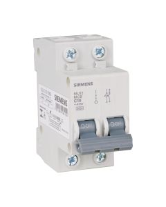 Disjuntor Bipolar 10A Curva C Siemens C10 Mini DIN 5kA ( 5SJ1 )