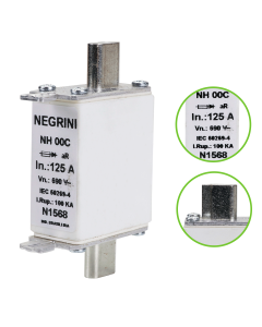 Fusível NH Ultra Rápido aR 125A Negrini NH 00C 125 690 UR EP 1