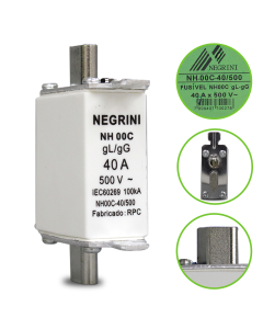 Fusivel NH Retardado gL / gG 40A Negrini NH 00C 40 500 1