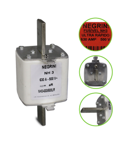 Fusivel NH Ultra Rapido aR 630A Negrini NH 3 630 500 UR EP 1