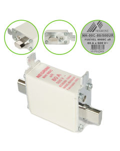 Fusivel NH Ultra Rapido aR 80A Negrini NH 00C 80 500 UR 1