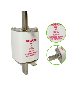 Fusivel NH Ultra Rapido aR 80A Negrini NH 1 80 500 UR EP 1