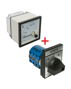 Voltímetro Analógico 500Vca + Chave Comutadora 20A Kit