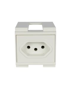 Tomada Elétrica 10A 2P+T 220V para Trilho DIN Branco Proauto