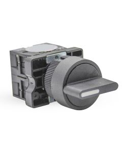 Chave Seletora 3 Posições 22mm Preta 2NA Manopla Curta